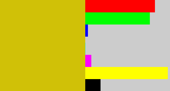 Hex color #d0c107 - mustard yellow