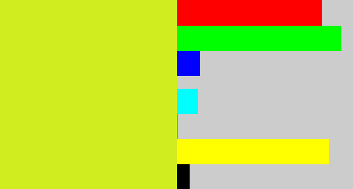 Hex color #d0ed20 - sickly yellow