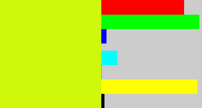 Hex color #d0f80c - neon yellow