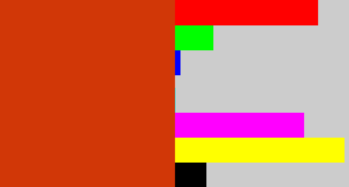 Hex color #d13707 - brick orange