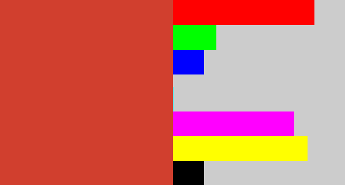 Hex color #d13f2e - reddish