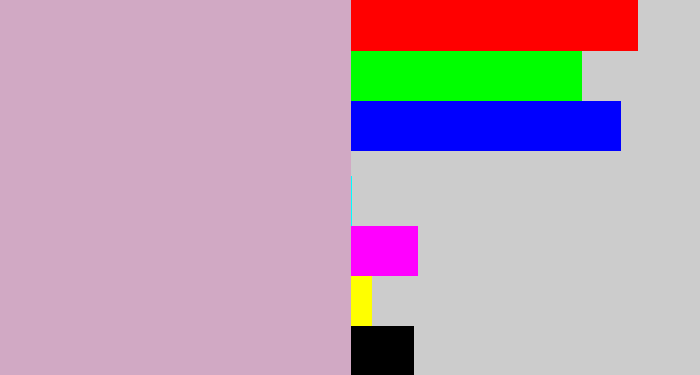 Hex color #d1a9c4 - pinkish grey