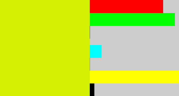 Hex color #d1f100 - greenish yellow