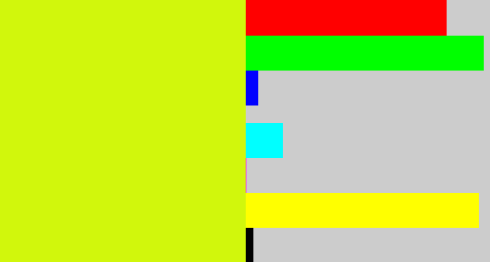 Hex color #d1f70c - neon yellow