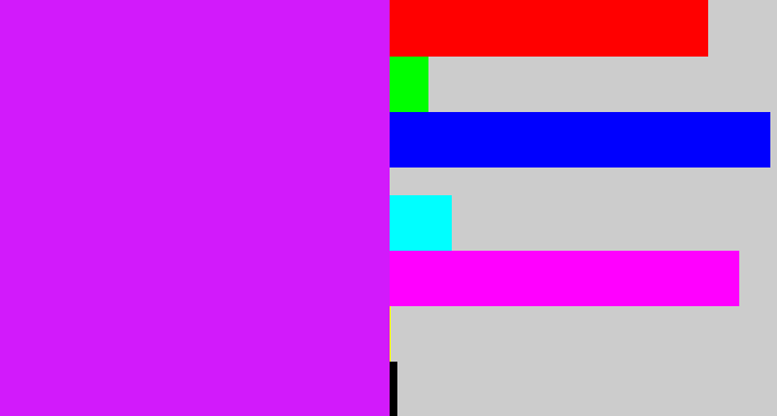 Hex color #d21afb - neon purple
