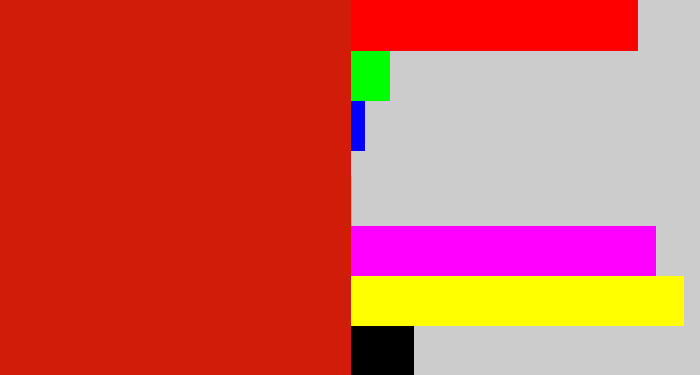 Hex color #d21c0a - tomato red