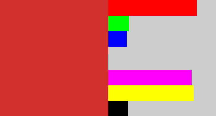 Hex color #d2302c - reddish