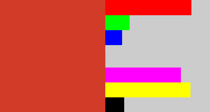 Hex color #d23b28 - reddish
