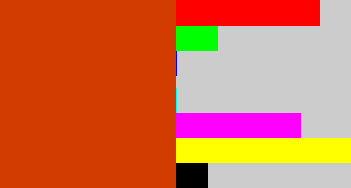 Hex color #d23c01 - deep orange