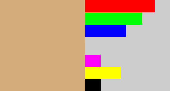 Hex color #d2ac7a - fawn