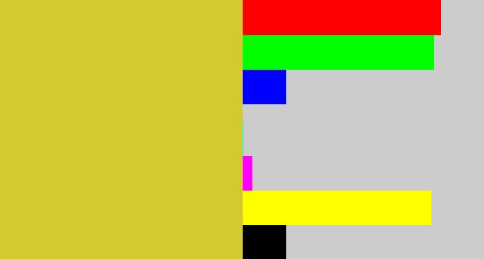 Hex color #d2ca2e - sickly yellow