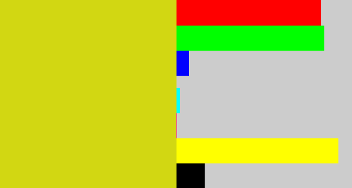 Hex color #d2d712 - piss yellow
