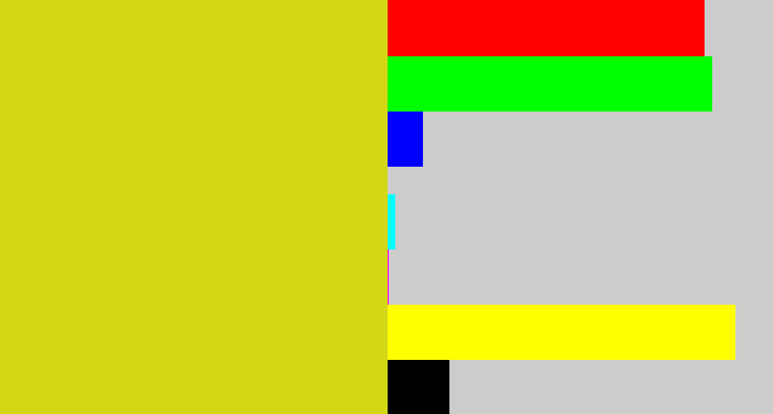 Hex color #d2d716 - piss yellow