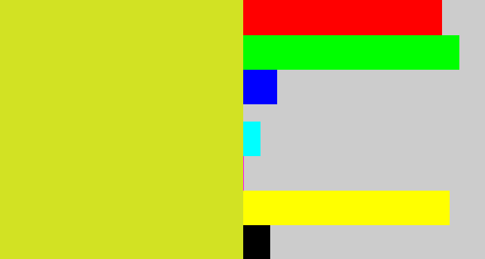 Hex color #d2e223 - sickly yellow