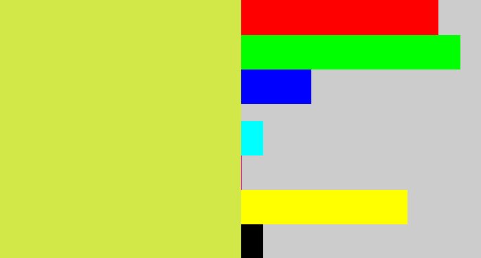 Hex color #d2e849 - yellow/green