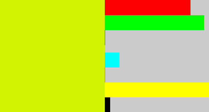 Hex color #d2f300 - greenish yellow