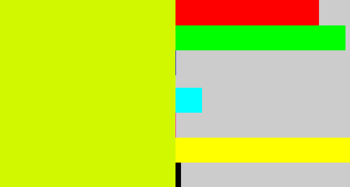 Hex color #d2f800 - greenish yellow