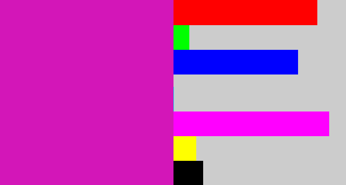 Hex color #d316b8 - purpley pink