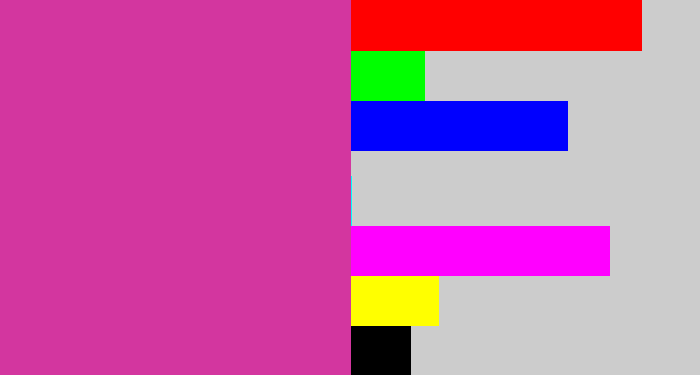 Hex color #d3369f - purpley pink