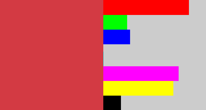 Hex color #d33a43 - reddish