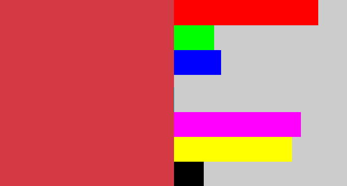 Hex color #d33a44 - reddish