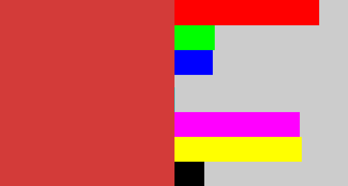 Hex color #d33b39 - reddish