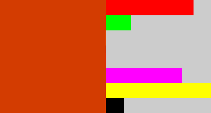Hex color #d33c01 - deep orange