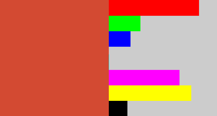 Hex color #d34a32 - reddish