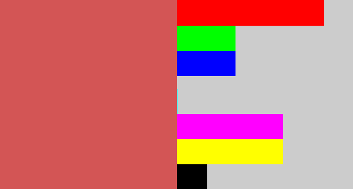 Hex color #d35555 - pastel red