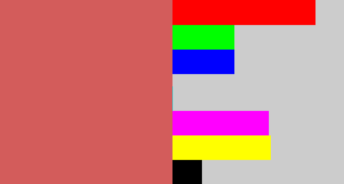 Hex color #d35c5b - pastel red