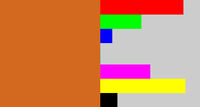 Hex color #d3691f - brownish orange