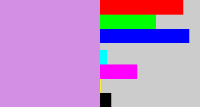 Hex color #d38fe4 - lavender pink