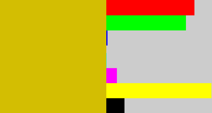 Hex color #d3be02 - ugly yellow