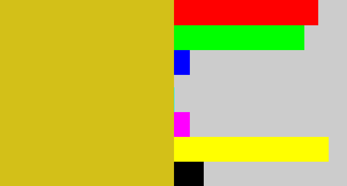 Hex color #d3c018 - mustard yellow