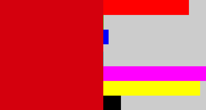 Hex color #d4000d - red