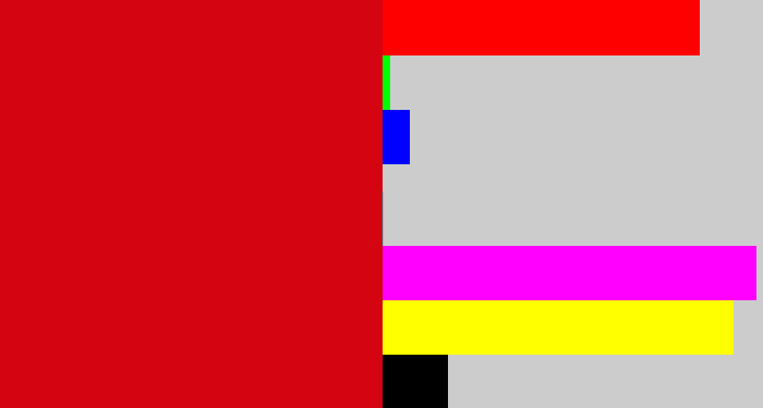 Hex color #d40411 - scarlet
