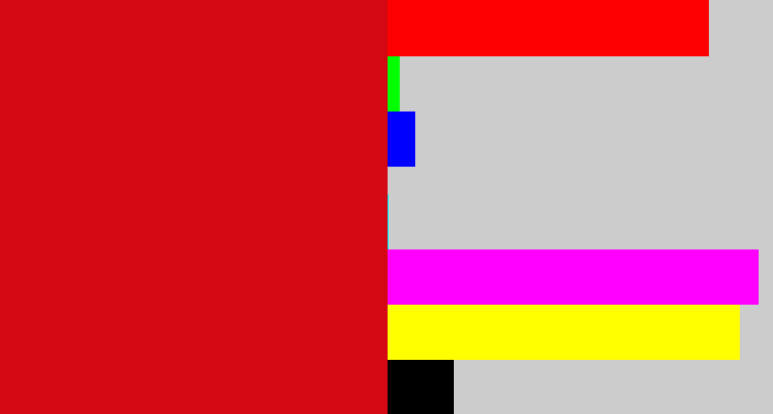 Hex color #d40813 - scarlet