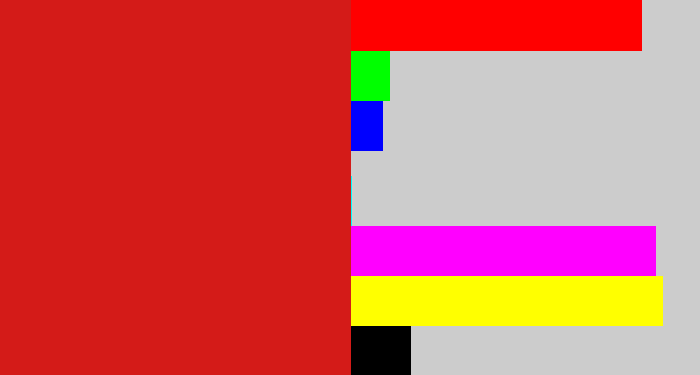 Hex color #d41b18 - scarlet