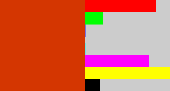 Hex color #d43601 - deep orange