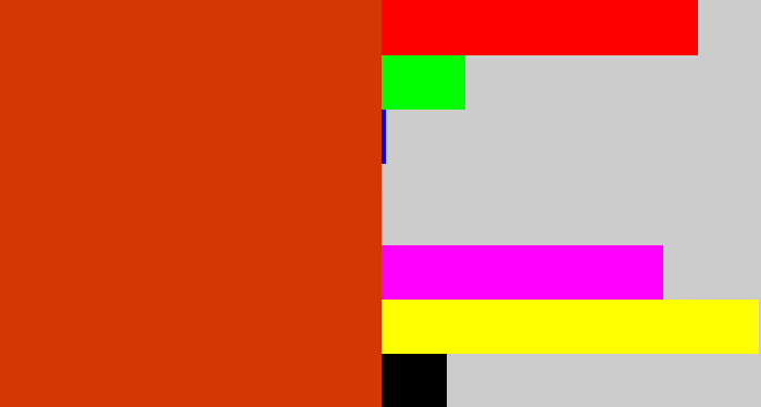 Hex color #d43802 - deep orange