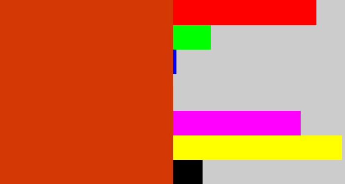 Hex color #d43804 - deep orange