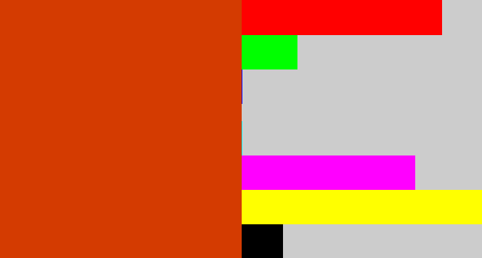 Hex color #d43b01 - deep orange