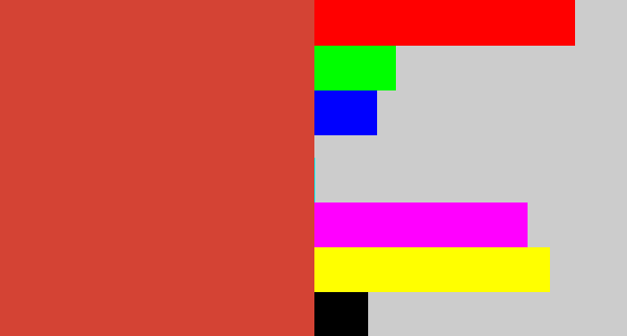Hex color #d44334 - reddish