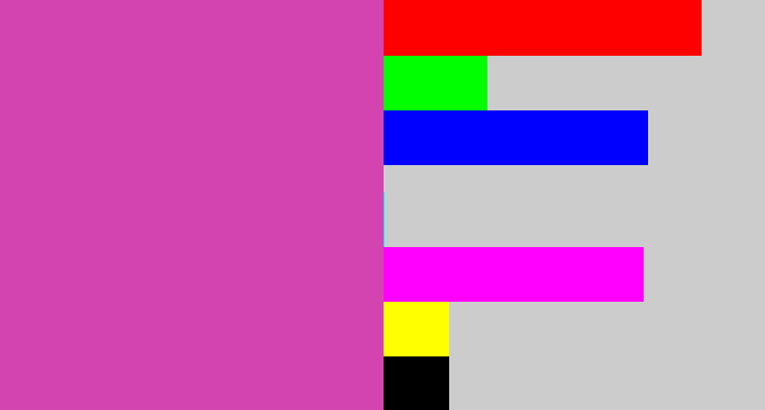 Hex color #d444b0 - purpley pink