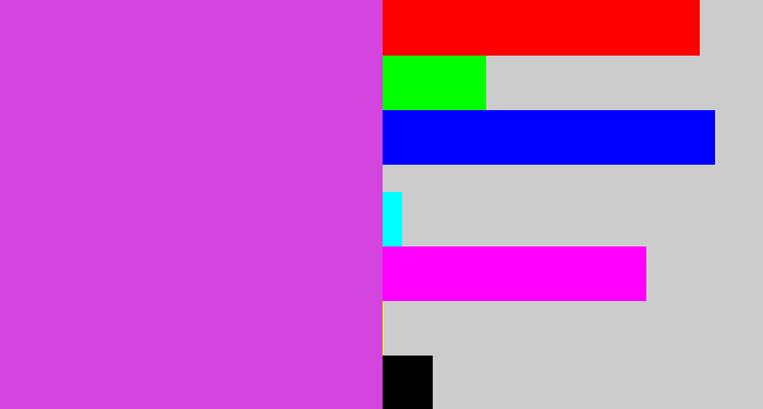 Hex color #d444de - pinkish purple