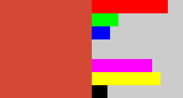 Hex color #d44934 - reddish