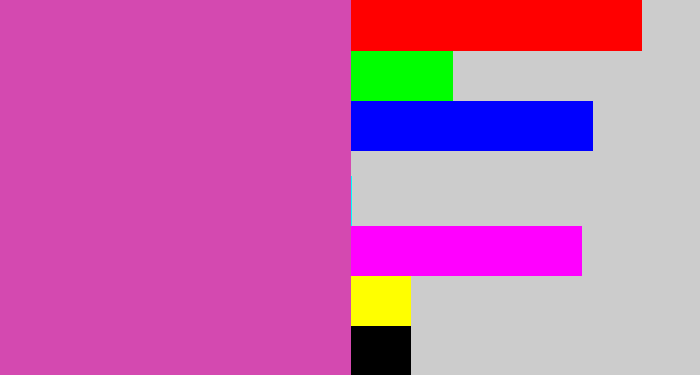 Hex color #d449b0 - pinky purple