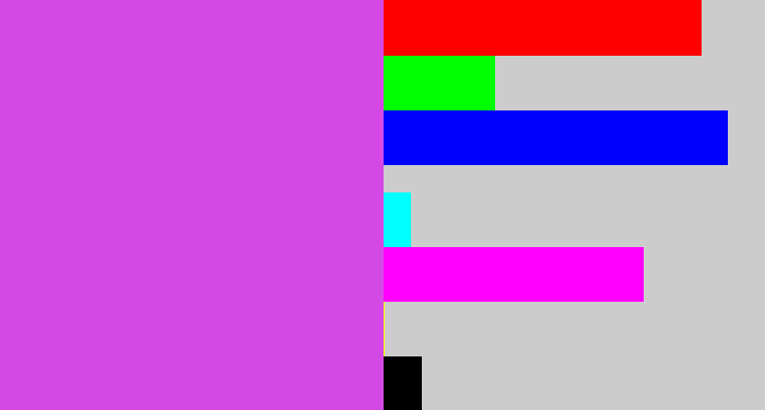 Hex color #d449e5 - pink purple
