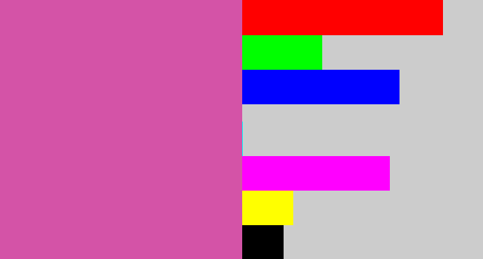 Hex color #d453a7 - purplish pink