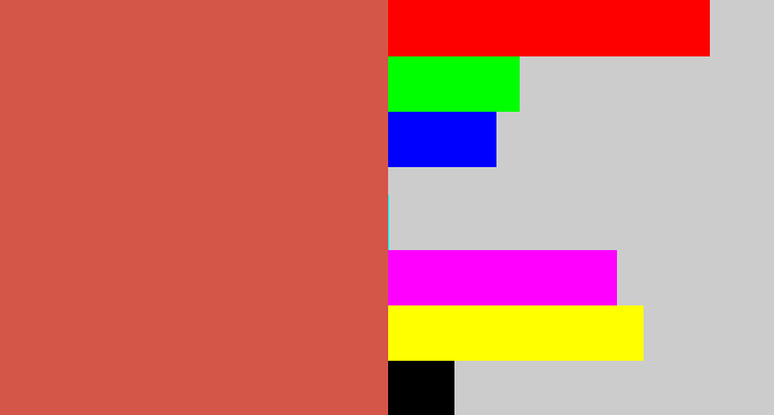 Hex color #d45648 - pale red